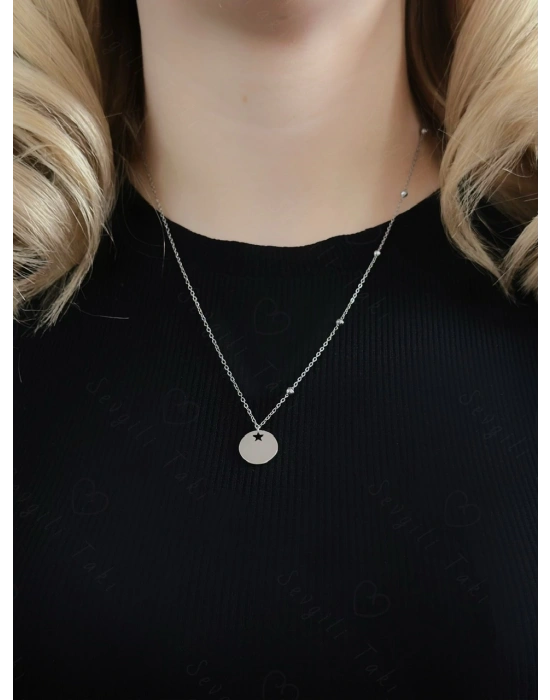 Oval Charmlı Çelik Kolye | Ege Serisi