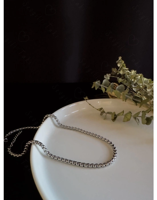 Köşeli Model Choker Çelik Zincir Kolye -Choker Serisi