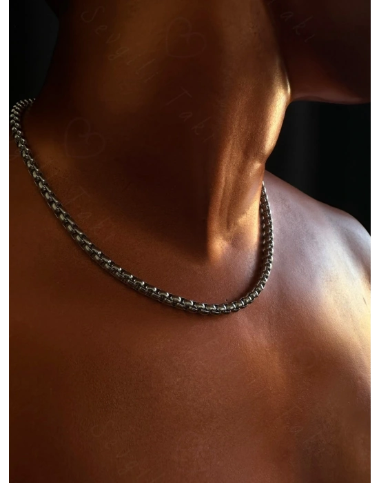 Köşeli Model Choker Çelik Zincir Kolye -Choker Serisi