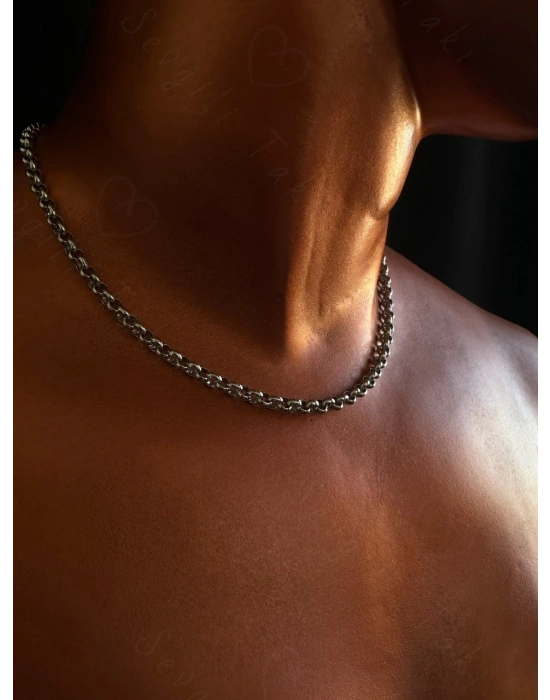 Oval Model Choker Çelik Zincir Kolye | Choker Serisi