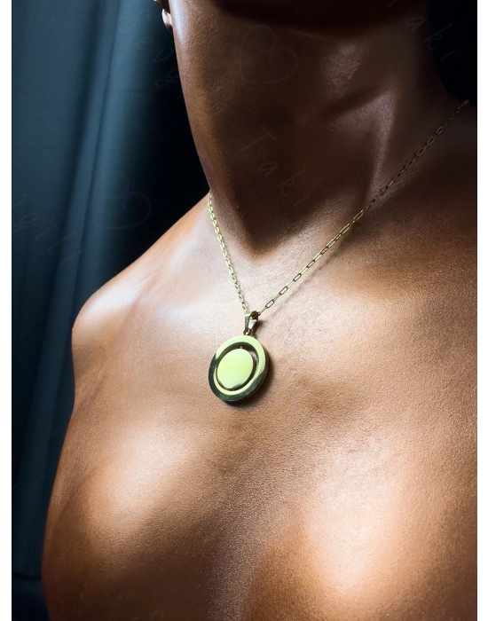 Dönen Charmlı Paperclip(Ataş) Çelik Zincir Kolye | Tropika Serisi