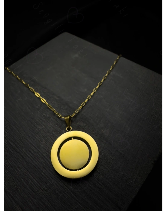 Dönen Charmlı Paperclip(Ataş) Çelik Zincir Kolye | Tropika Serisi