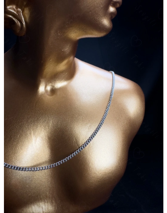 Düz Zincir Model Çelik Zincir Kolye | Vera Serisi