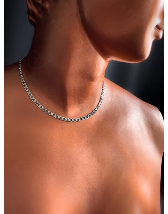 Düz Zincirli Choker Çelik Kolye | Choker Serisi