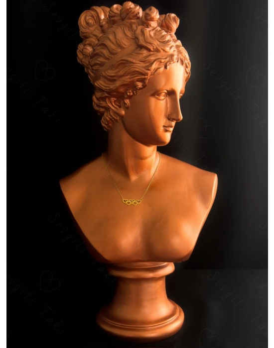 İç İçe Kalp Charmlı Gold Çelik Kolye | Mia Serisi