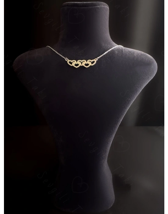 İç İçe Kalp Charmlı Silver Çelik Kolye | Mia Serisi