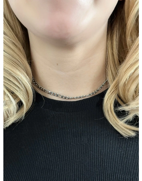 Figaro Model Choker Çelik Zincir Kolye -Choker Serisi