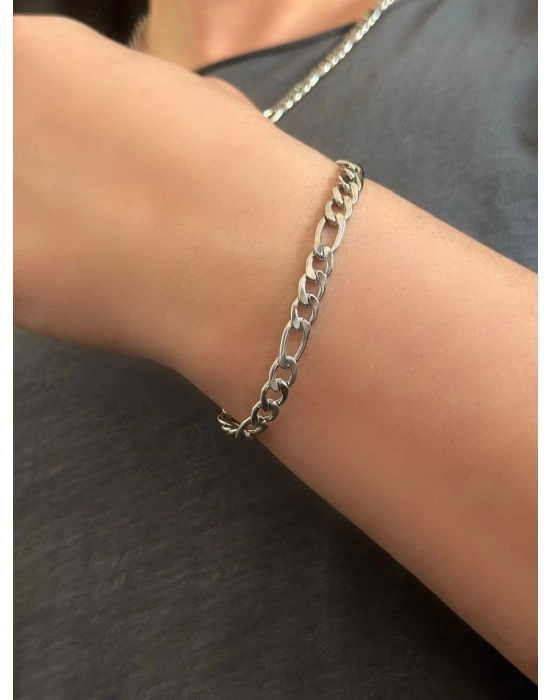 Figaro Model Yassı Çelik Zincir Bileklik | Vega Serisi