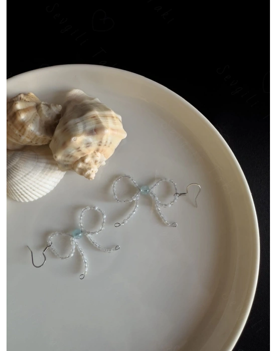 Fiyonk Model Aquamarin Doğal Taşlı Çelik Küpe - Sevgili Takı Koleksiyonu