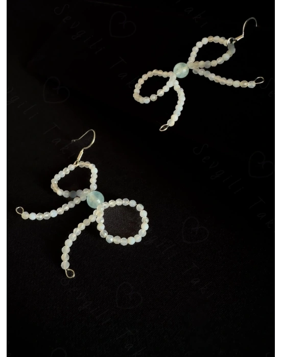 Fiyonk Model Aquamarin Doğal Taşlı Çelik Küpe - Sevgili Takı Koleksiyonu