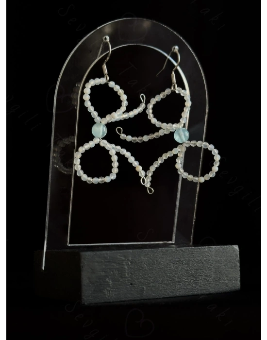 Fiyonk Model Aquamarin Doğal Taşlı Çelik Küpe - Sevgili Takı Koleksiyonu