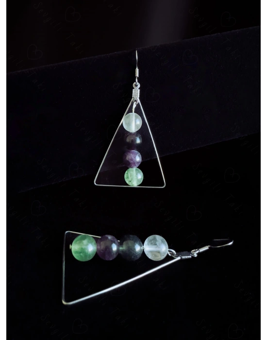 Florit Doğal Taşlı Çelik Küpe -Denge Serisi