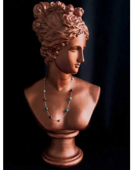 Gezegen Doğal Taş Çelik Kolye -Sevgili Takı Koleksiyonu