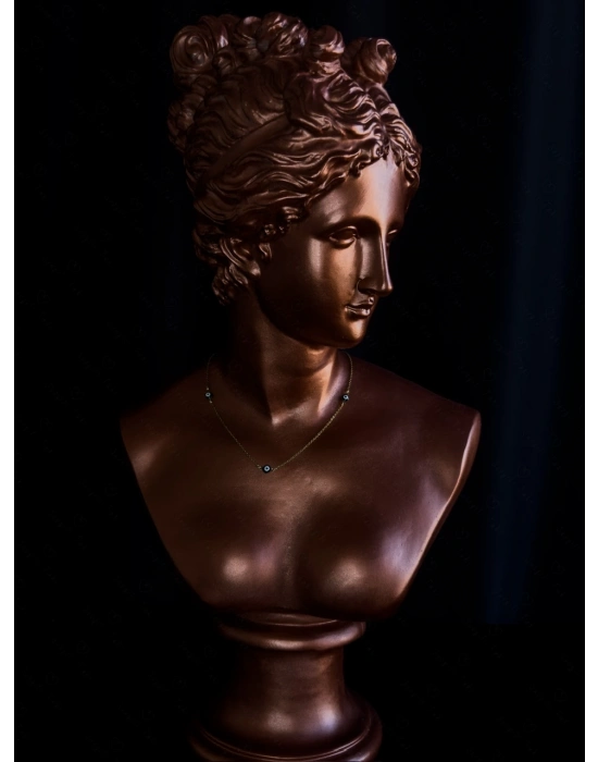 Nazar Boncuklu Gold Çelik Kolye -777 Serisi