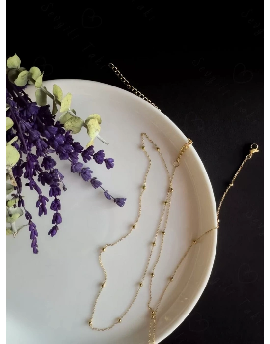 60cm | Gold Zincirli Çelik Bel Takısı | Harmony Serisi