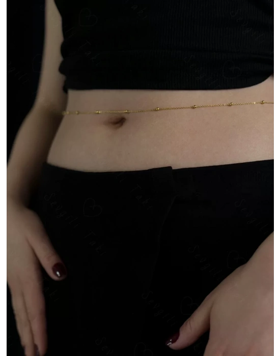 60cm | Gold Zincirli Çelik Bel Takısı | Harmony Serisi