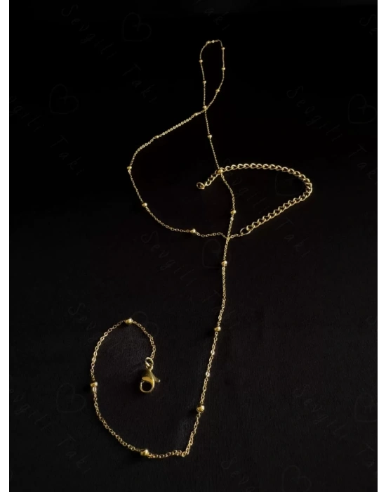 60cm | Gold Zincirli Çelik Bel Takısı | Harmony Serisi