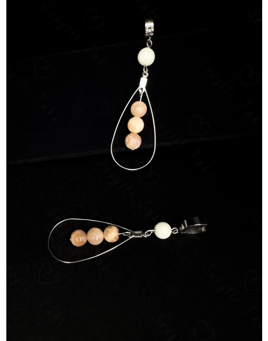 Güneş ve Ay Doğal Taşlı Çelik Küpe -Vega Serisi