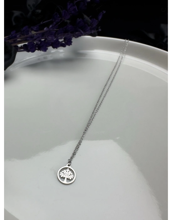 Hayat Ağaçlı Çelik Zincir Çocuk Kolye | Ulukayın Serisi