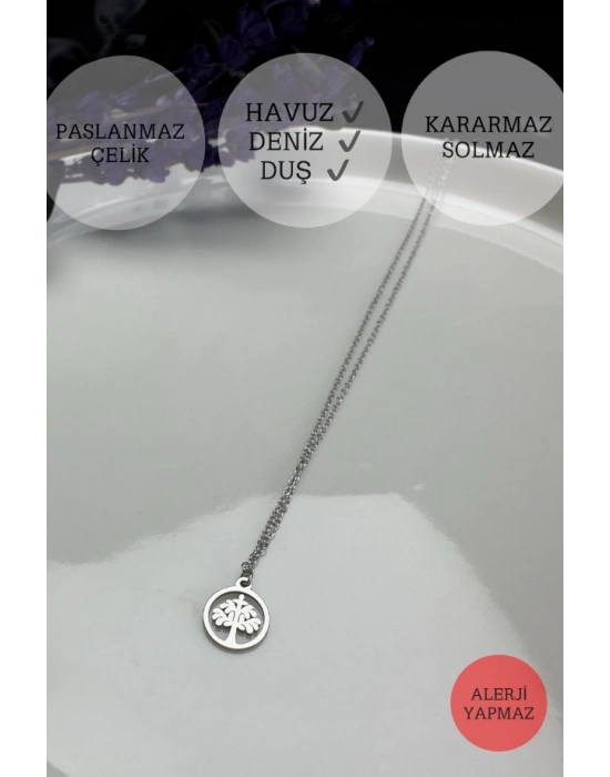 Hayat Ağaçlı Çelik Zincir Çocuk Kolye | Ulukayın Serisi