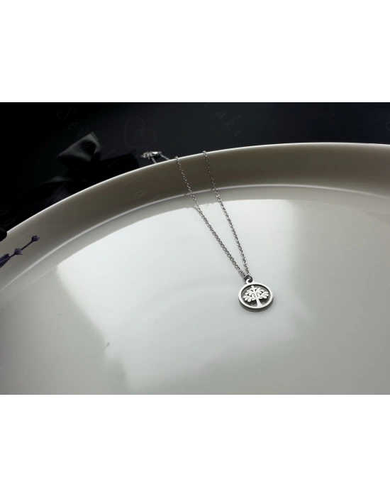 Hayat Ağaçlı Çelik Zincir Çocuk Kolye | Ulukayın Serisi