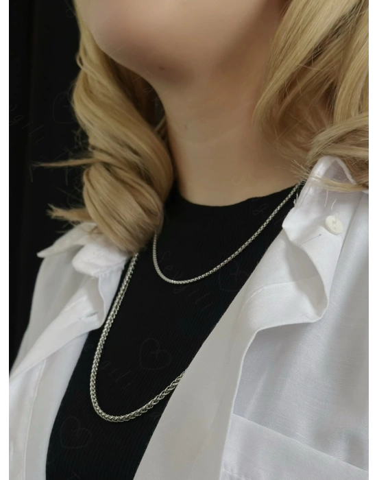 İki Zincirli Çelik Kolye | Nazar Serisi