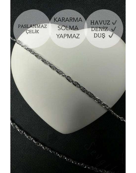 İki Zincirli Çelik Zincir Halhal | Vera Serisi