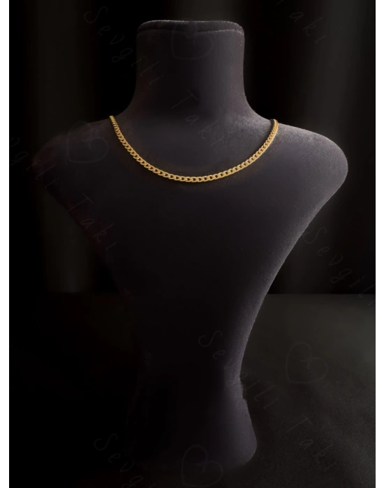 Choker İnce Düz Zincir Gold Çelik Kolye | Choker Serisi