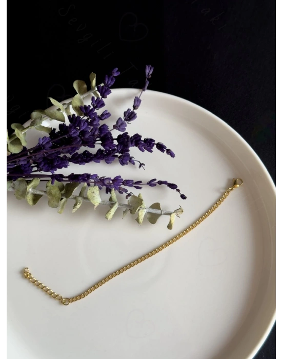 İnce Düz Zincir Gold Çocuk Çelik Bileklik | Miracle Serisi