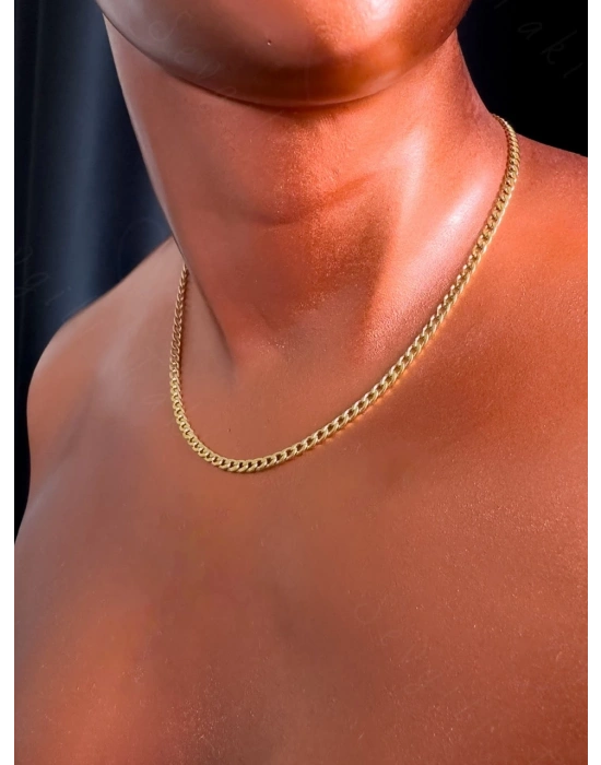 İnce Düz Zincir Gold Çocuk Çelik Kolye | Miracle Serisi