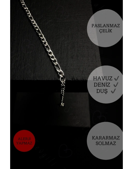 İnce Figaro Model Çelik Zincir Çocuk Bileklik | Vega Serisi