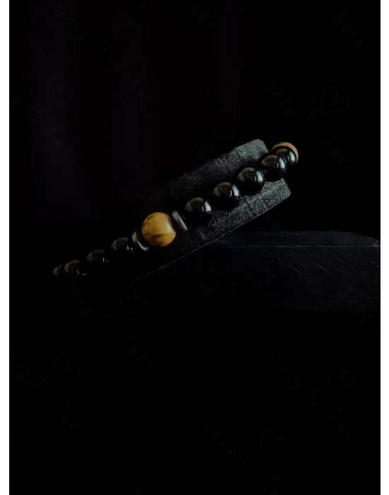 Jasper ve Oniks Doğal Taşlı Bileklik -Nazar Serisi