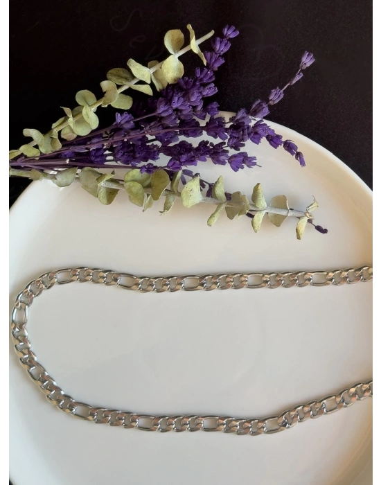 Kalın Figaro Model Yassı Çelik Zincir Kolye | Thun Serisi