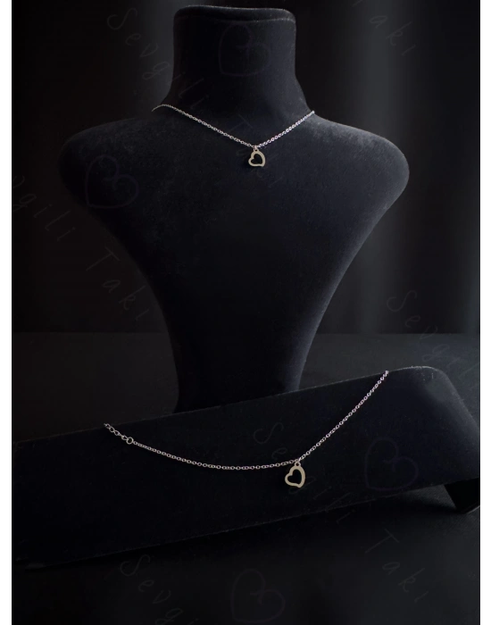 Kalp Figürlü Çocuk Kolye ve Bileklik Takımı | Karma Serisi 