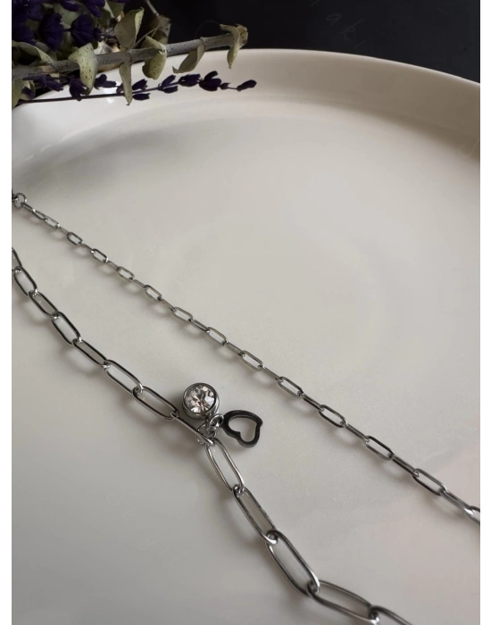 Kalpli ve Zirkon Taşlı Charmlı İkili Çelik Bileklik | Yaz Serisi