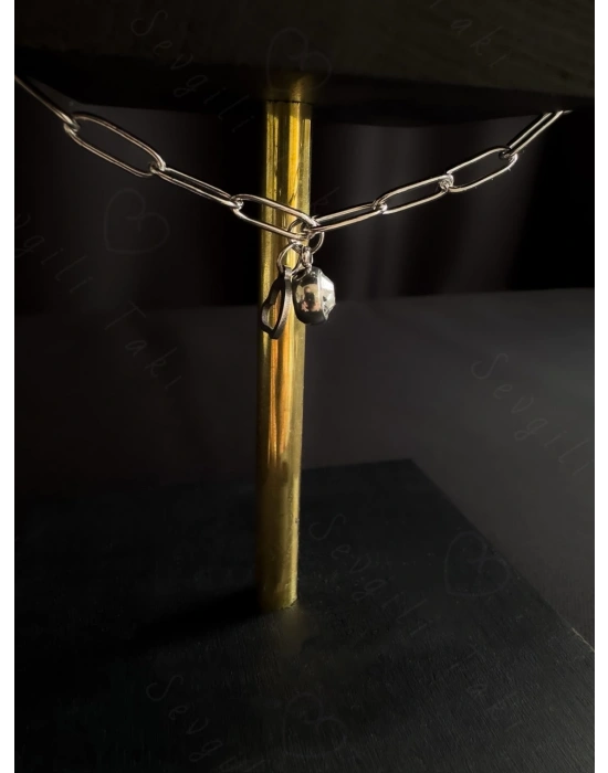 Kalpli ve Zirkon Taşlı Charmlı İkili Çelik Bileklik | Yaz Serisi