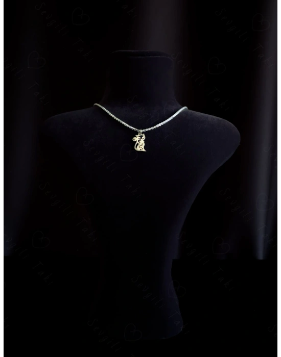 Kedi Charmlı Çelik Kolye | Vega Serisi