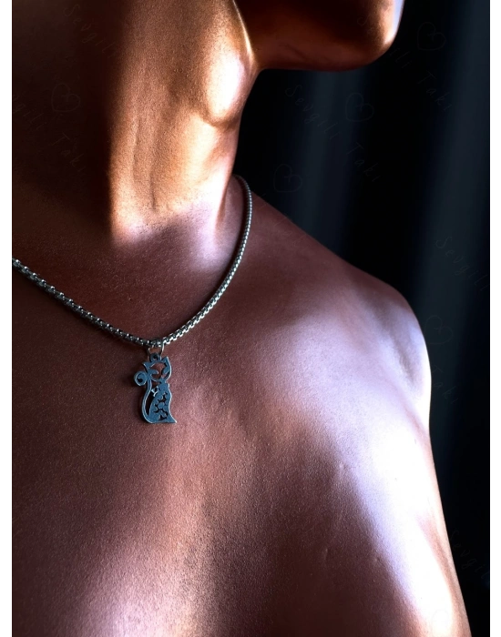 Kedi Charmlı Çelik Kolye | Vega Serisi