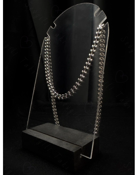 Balıksırtı / Kılçık Model Çelik Zincir Kolye | Mavi Serisi