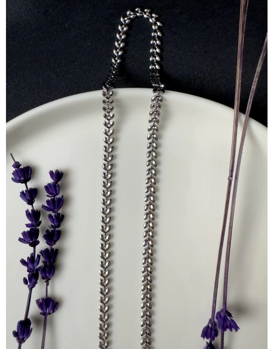 Balıksırtı / Kılçık Model Çelik Zincir Kolye | Mavi Serisi