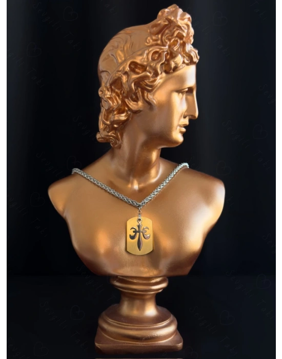 Kılıç Kalkan Charmlı İç İçe Geçmeli Burgu Model Silver Çelik Kolye | Sevgili Takı Koleksiyonu