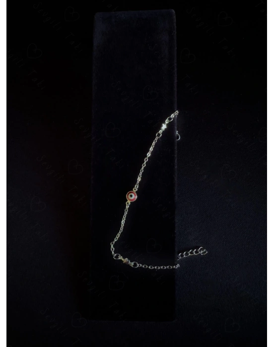 Kırmızı Nazarlıklı Yıldızlı Çelik Bileklik | Roma Serisi