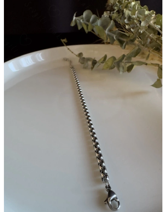 Köşeli Model Çelik Zincir Çocuk Bileklik -Kuzey Serisi