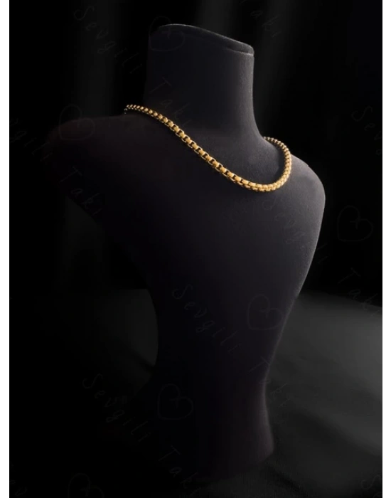 Köşeli Model Choker Gold Çelik Zincir Kolye | Choker Serisi