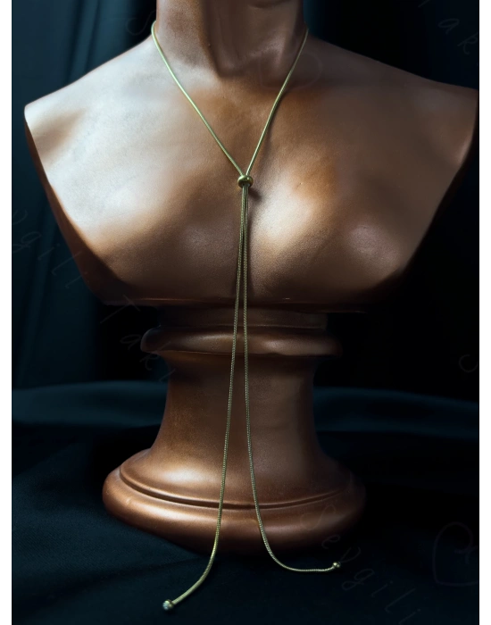 Kravat Model Ayarlanabilir Gold Çelik Kolye - Vera Serisi