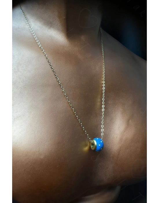 Yıldız İşlemeli Gold Çelik Zincir Kolye | Miracle Serisi