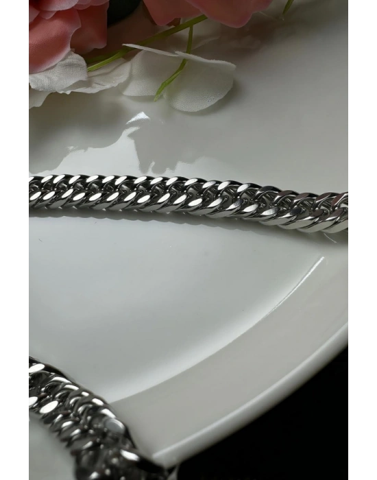 Küba Zincir Kalın Model Çelik Zincir Kolye | Karma Serisi