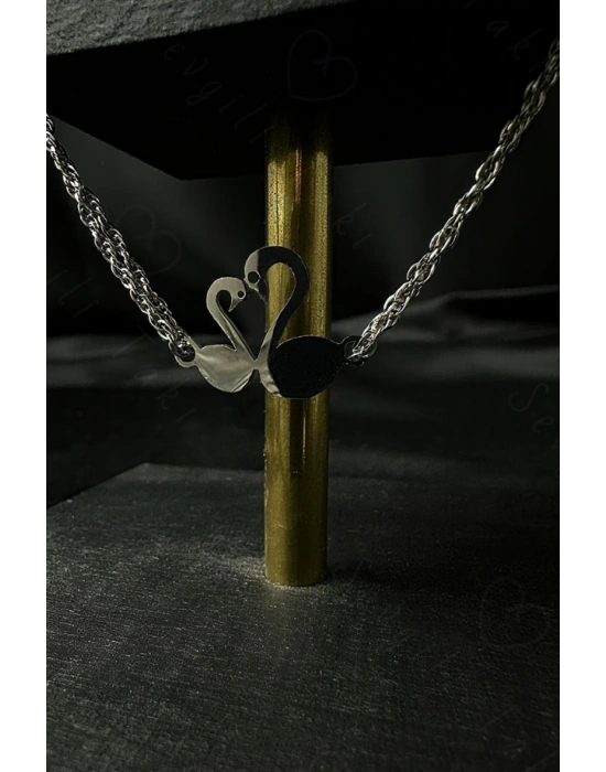 Kuğu Charmlı Dönmeli Model Çelik Zincir Bileklik | Pure Serisi