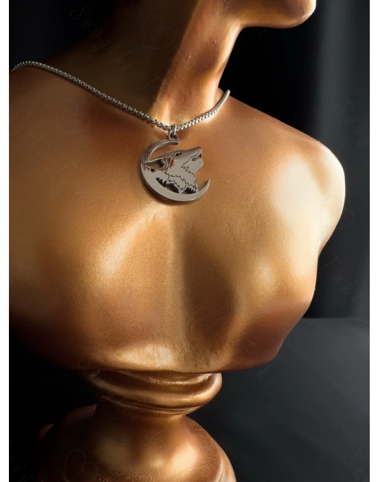 Kurt Başlı Silver Çelik Kolye | Ata Serisi