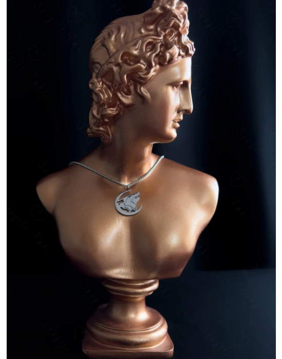 Kurt Başlı Silver Çelik Kolye | Ata Serisi